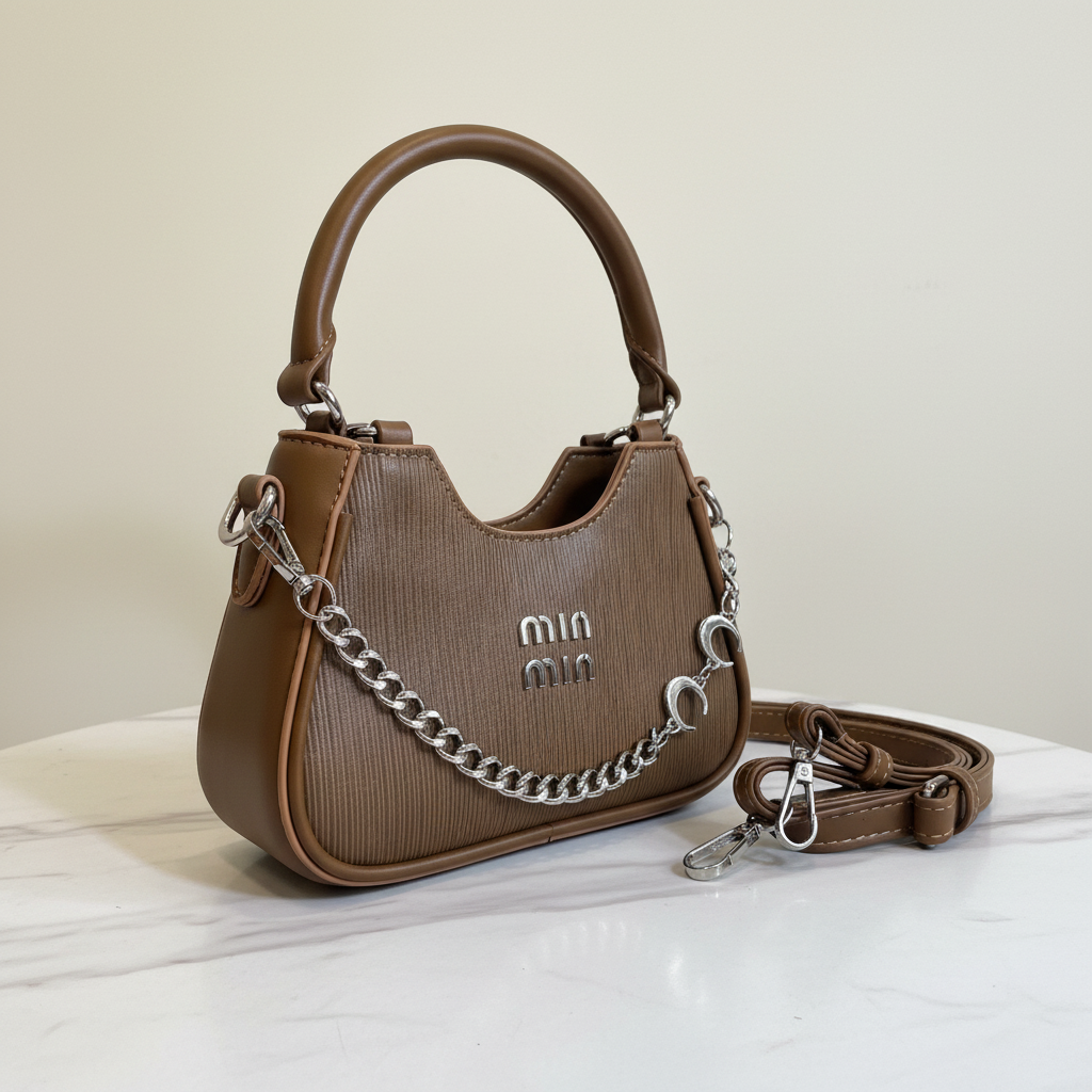 Crescent Mini Hobo Bag – Brown Shimmer