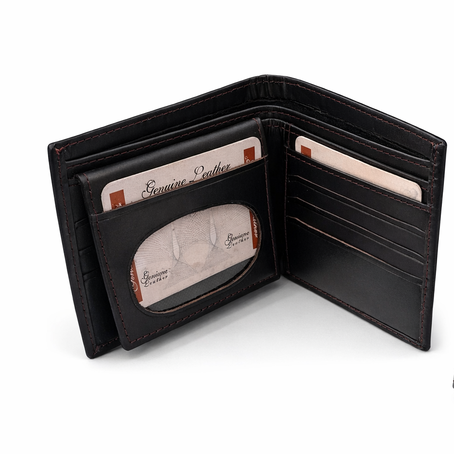 Premium Crocodile Embossed Leather Wallet - Black