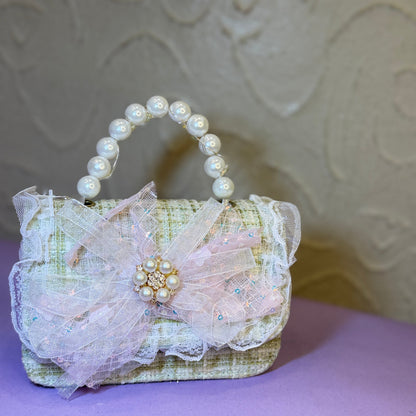 Mini Green Bag with Pearl Handle