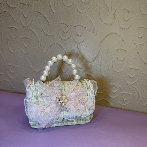 Mini Green Bag with Pearl Handle