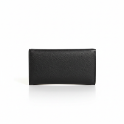 Men's Long Bifold Wallet – Saffiano Leather | Multi-Card Organizer with Zipper Pocket