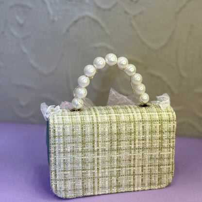 Mini Green Bag with Pearl Handle