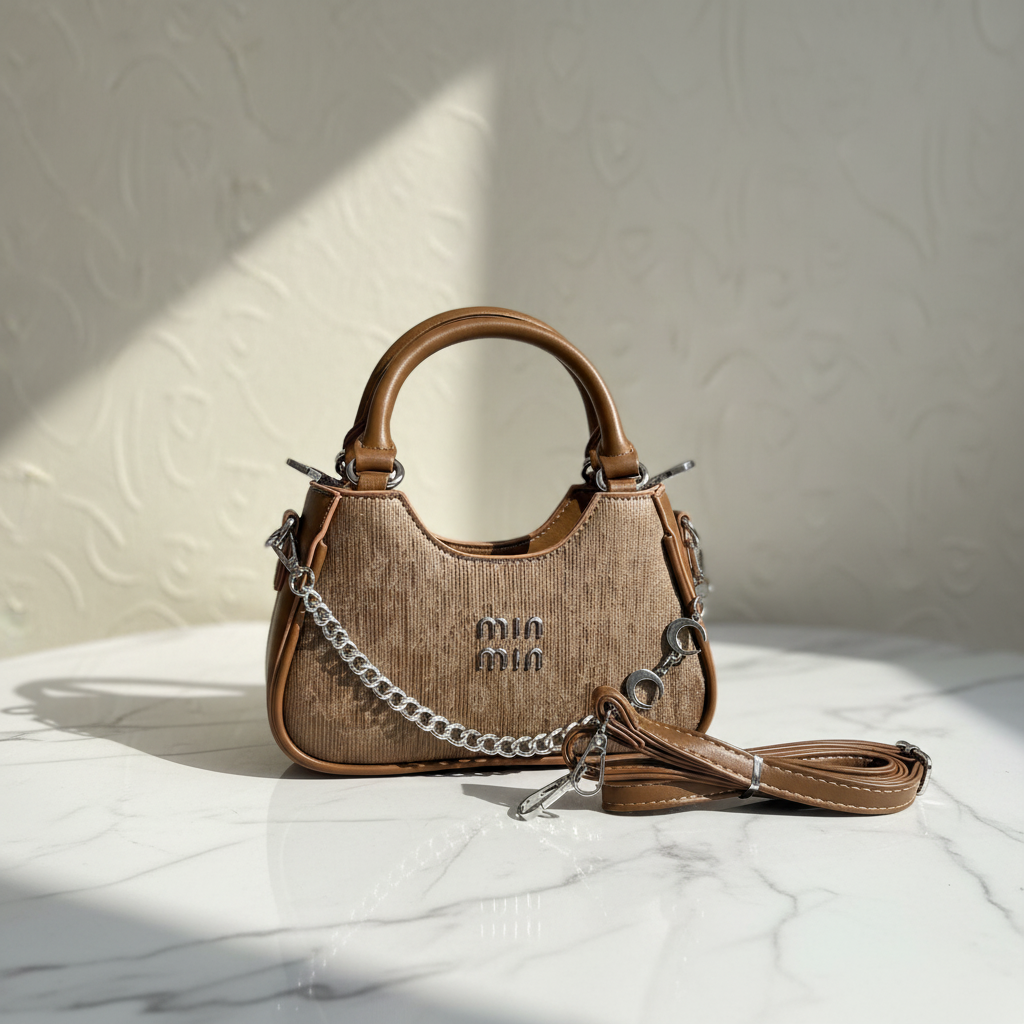 Crescent Mini Hobo Bag – Brown Shimmer