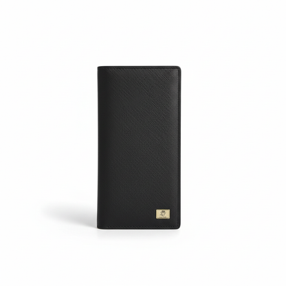 Men's Long Bifold Wallet – Saffiano Leather | Multi-Card Organizer with Zipper Pocket