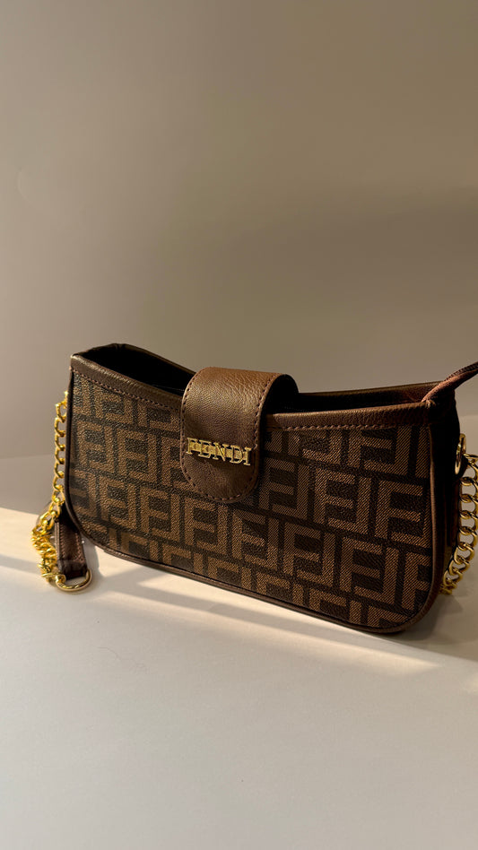 Brown Fendi FF Crossbody Bag